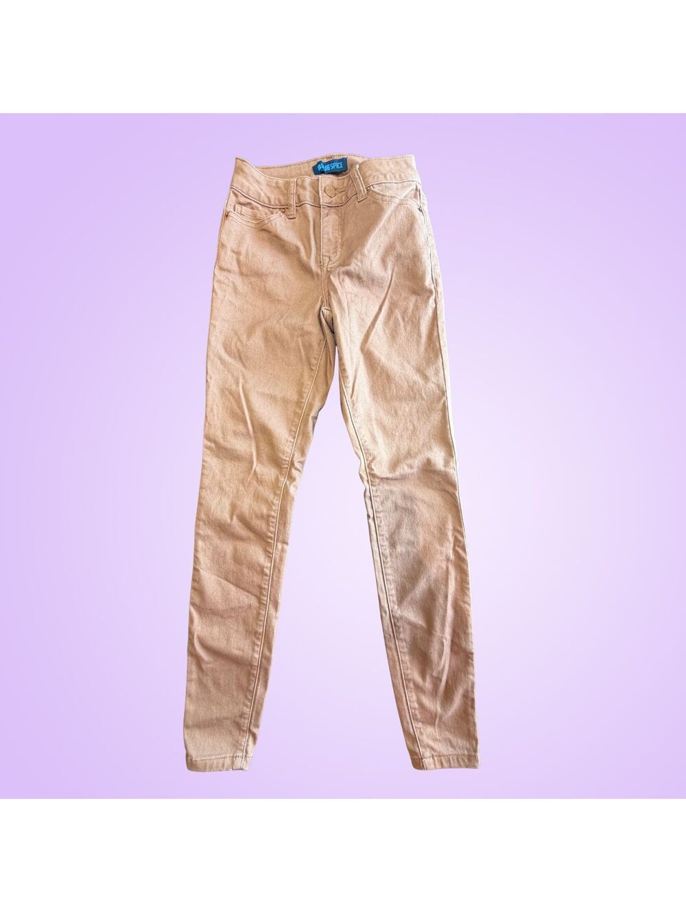 Women’s Size 0 Blue Spice Tan Skinny Jeans Stretch Denim Mid Rise Pants